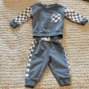 Blue Checkered Toddler Tracksuit